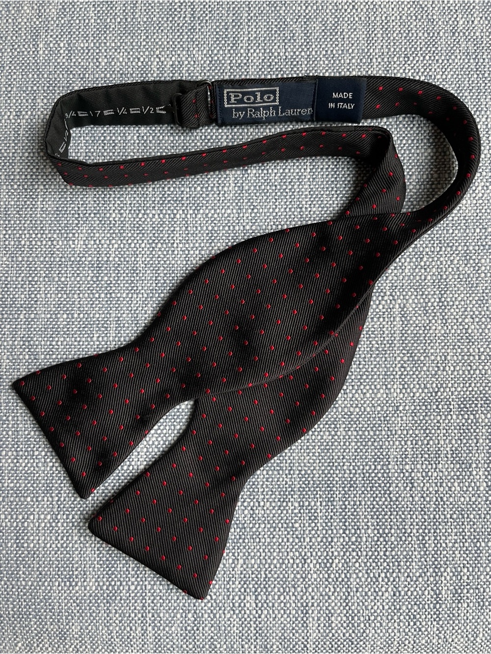 Ralph Lauren Silk Adjustable Bow Tie Italy Straight Ends Self Tie